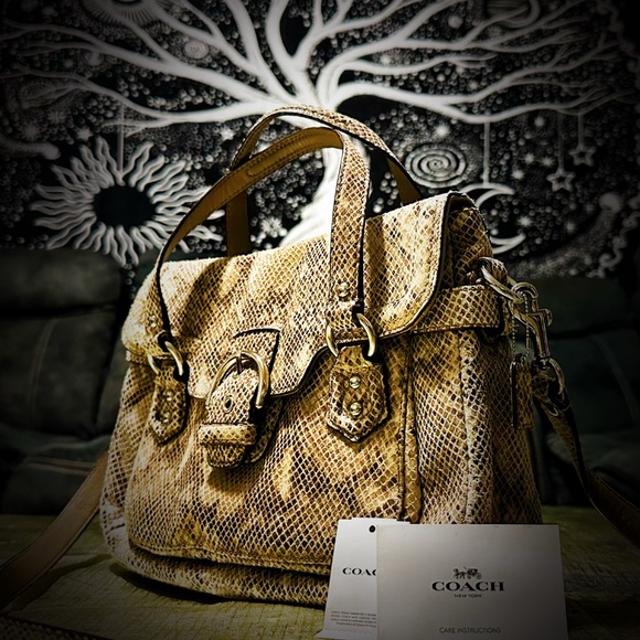 Vintage style Y2K Coach Tan Snake Print Women's Bag crossbody purse handbag - Picture 9 of 17
